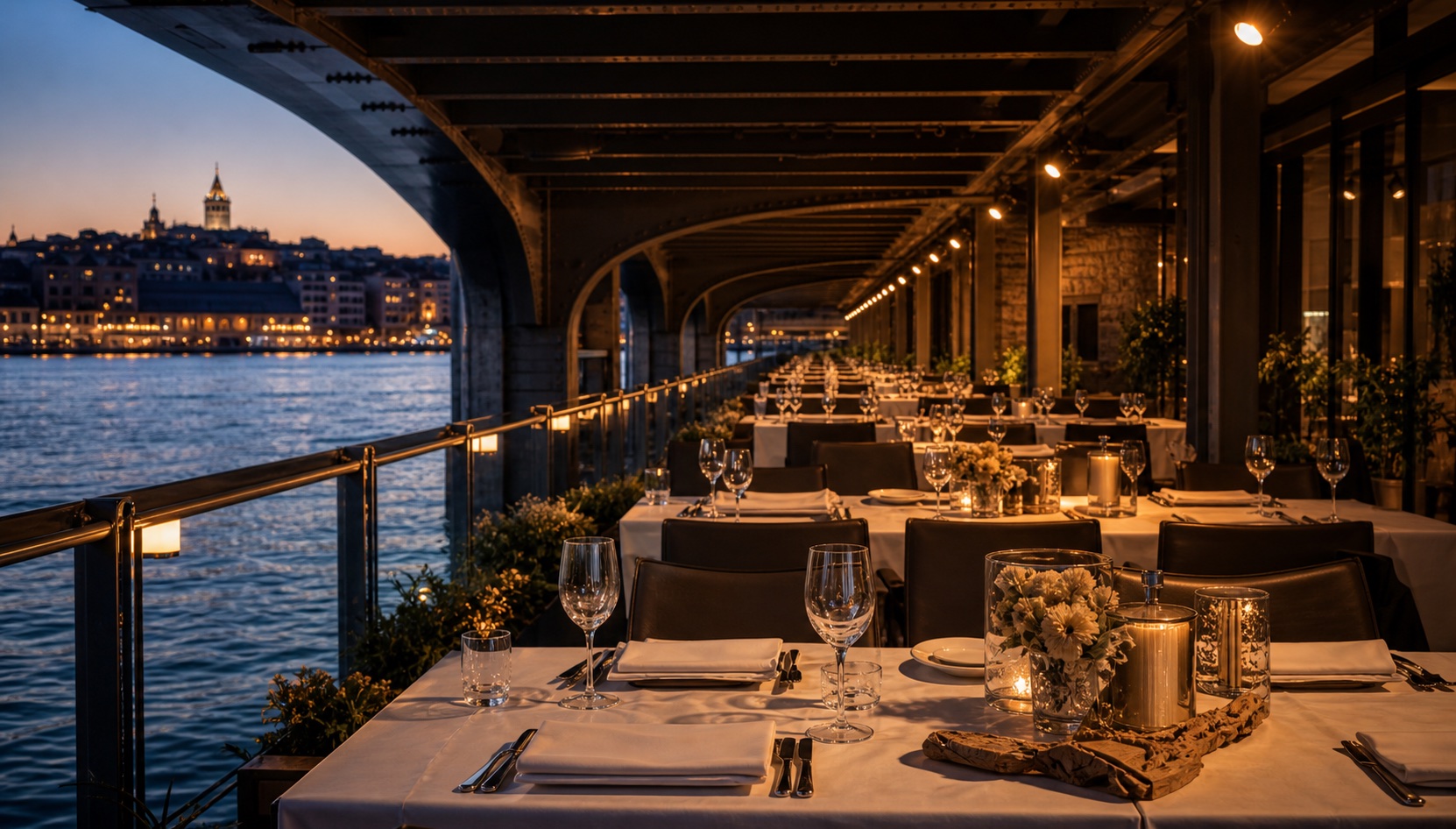 Galata Köprüsü altında restoran konumu
